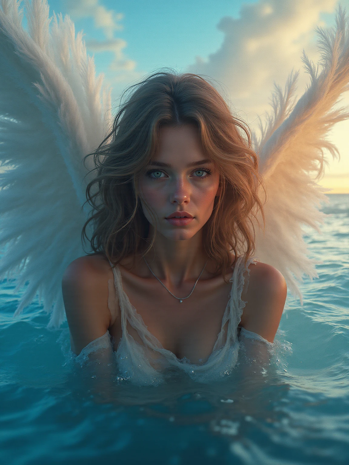 Silhueta sobre o oceano em tom etéreo